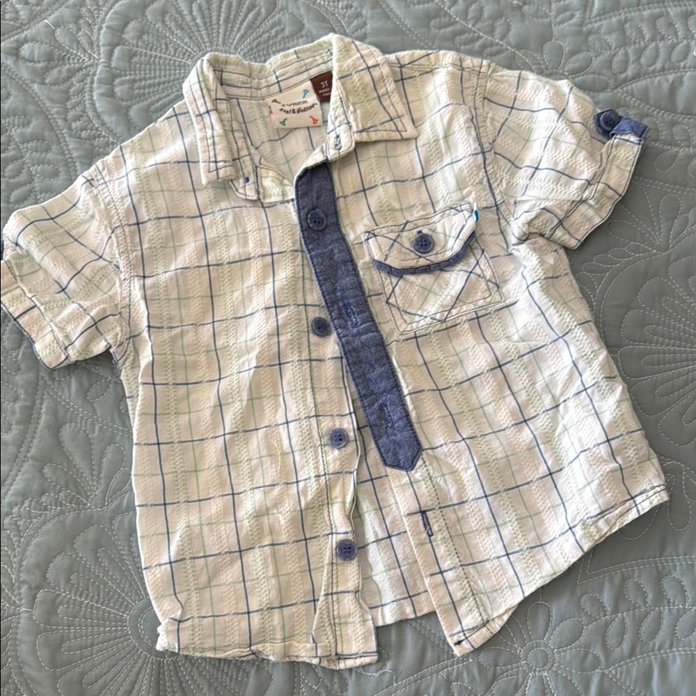 Plaid Kids Shirt with Blue Accents
